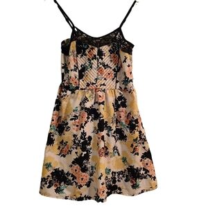 Band of gypsies whimsigoth white black floral spaghetti strap lace midi dress